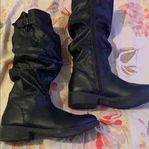 black leather boots